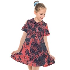 Orange Etched Background Kids  Short Sleeve Shirt Dress