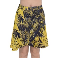 Artistic Yellow Background Chiffon Wrap Front Skirt by Sudhe