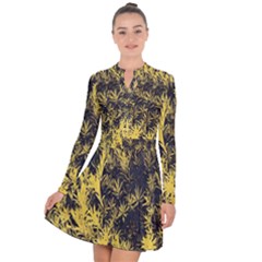 Artistic Yellow Background Long Sleeve Panel Dress