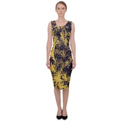 Artistic Yellow Background Sleeveless Pencil Dress