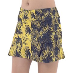 Artistic Yellow Background Tennis Skirt