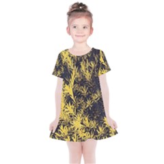 Artistic Yellow Background Kids  Simple Cotton Dress