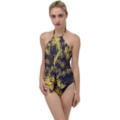 Artistic Yellow Background Go With The Flow One Piece Swimsuit by Sudhe