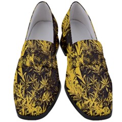 Artistic Yellow Background Women s Chunky Heel Loafers