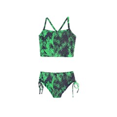 Green Etched Background Girls  Tankini Swimsuit