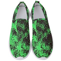 Green Etched Background Men s Slip On Sneakers