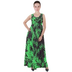 Green Etched Background Empire Waist Velour Maxi Dress