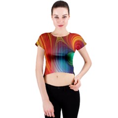 Background Color Colorful Rings Crew Neck Crop Top by Sudhe