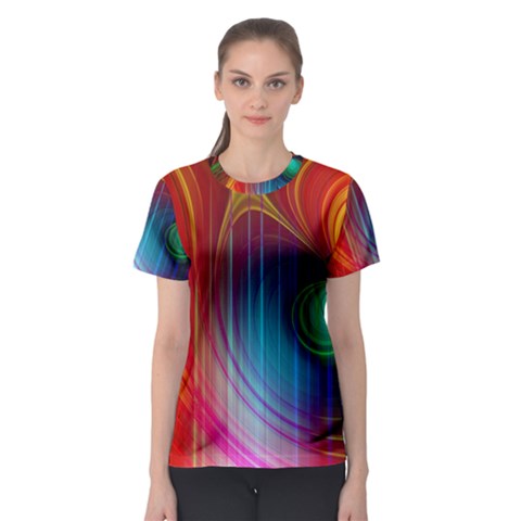 Background Color Colorful Rings Women s Sport Mesh Tee by Sudhe