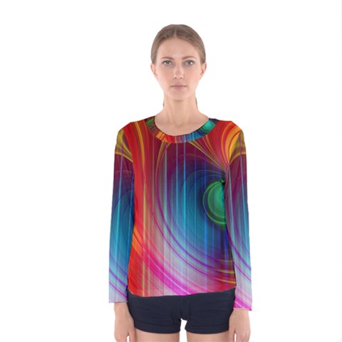 Background Color Colorful Rings Women s Long Sleeve Tee by Sudhe