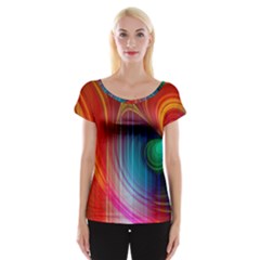 Background Color Colorful Rings Cap Sleeve Top by Sudhe