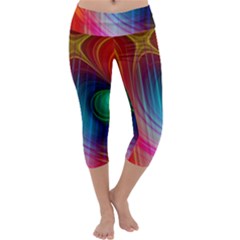 Background Color Colorful Rings Capri Yoga Leggings by Sudhe