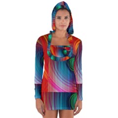 Background Color Colorful Rings Long Sleeve Hooded T-shirt by Sudhe