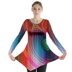 Background Color Colorful Rings Long Sleeve Tunic  by Sudhe