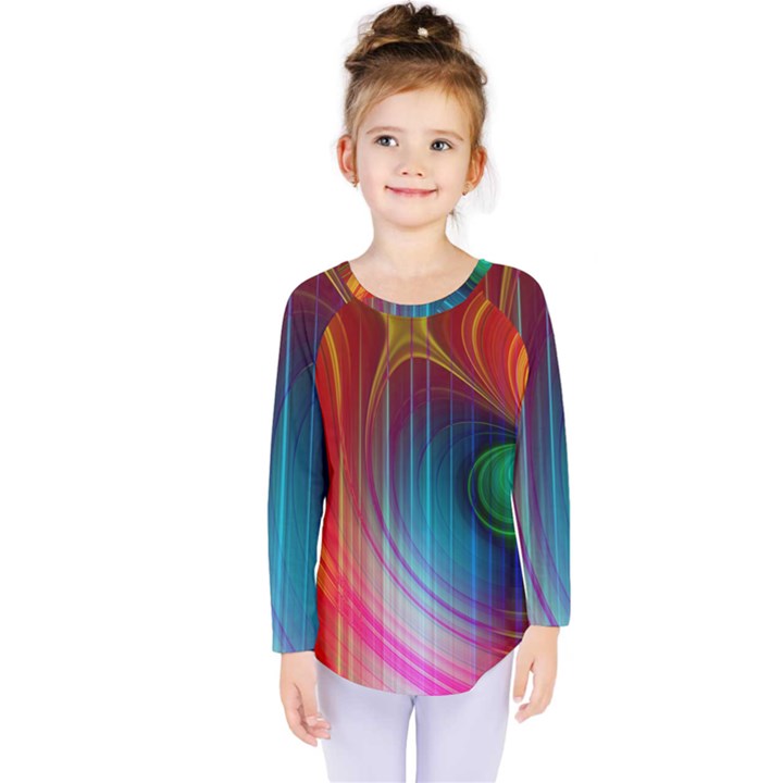 Background Color Colorful Rings Kids  Long Sleeve Tee