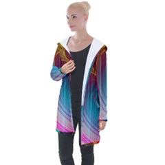 Background Color Colorful Rings Longline Hooded Cardigan