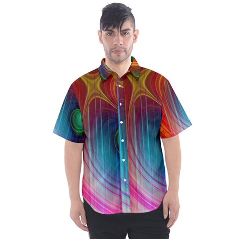 Background Color Colorful Rings Men s Short Sleeve Shirt by Sudhe