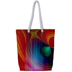 Background Color Colorful Rings Full Print Rope Handle Tote (small)