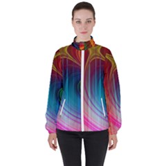 Background Color Colorful Rings High Neck Windbreaker (women) by Sudhe