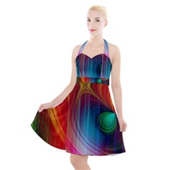 Background Color Colorful Rings Halter Party Swing Dress 