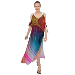 Background Color Colorful Rings Maxi Chiffon Cover Up Dress