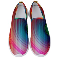 Background Color Colorful Rings Men s Slip On Sneakers