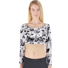 Floral Pattern Background Long Sleeve Crop Top by Sudhe