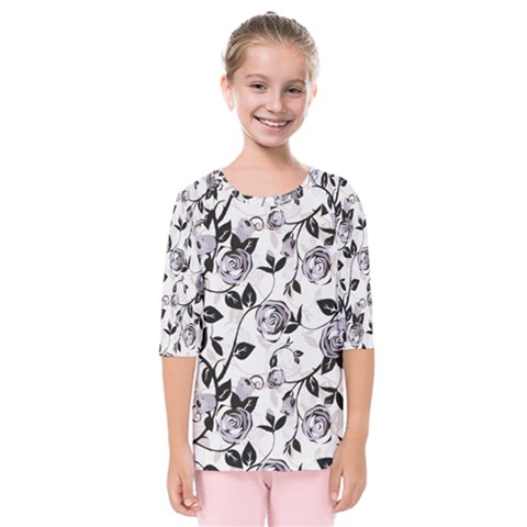 Floral Pattern Background Kids  Quarter Sleeve Raglan Tee by Sudhe