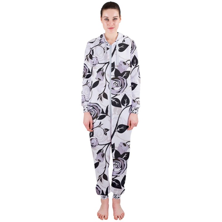 Floral Pattern Background Hooded Jumpsuit (Ladies) 