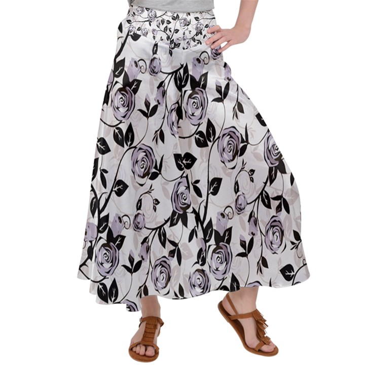 Floral Pattern Background Satin Palazzo Pants