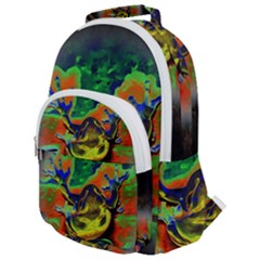 Abstract Transparent Background Rounded Multi Pocket Backpack by Sudhe