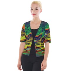 Abstract Transparent Background Cropped Button Cardigan