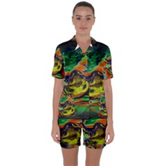 Abstract Transparent Background Satin Short Sleeve Pyjamas Set by Sudhe