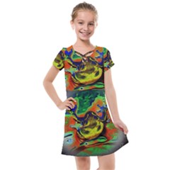 Abstract Transparent Background Kids  Cross Web Dress