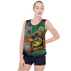 Abstract Transparent Background Bubble Hem Chiffon Tank Top