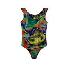 Abstract Transparent Background Kids  Frill Swimsuit