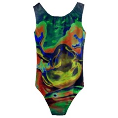 Abstract Transparent Background Kids  Cut-out Back One Piece Swimsuit