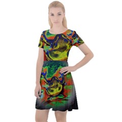 Abstract Transparent Background Cap Sleeve Velour Dress  by Sudhe