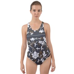 Floral Pattern Background Cut-out Back One Piece Swimsuit by Sudhe