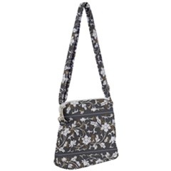 Floral Pattern Background Zipper Messenger Bag