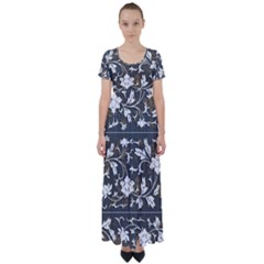 Floral Pattern Background High Waist Short Sleeve Maxi Dress by Sudhe