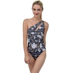 Floral Pattern Background To One Side Swimsuit