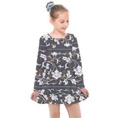 Floral Pattern Background Kids  Long Sleeve Dress