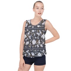 Floral Pattern Background Bubble Hem Chiffon Tank Top