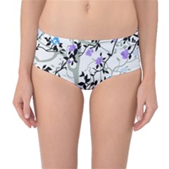 Floral Pattern Background Mid-waist Bikini Bottoms by Sudhe