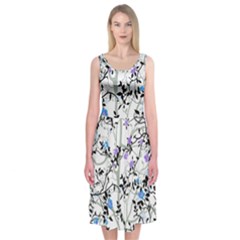 Floral Pattern Background Midi Sleeveless Dress by Sudhe