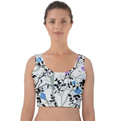 Floral Pattern Background Velvet Crop Top