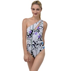 Floral Pattern Background To One Side Swimsuit