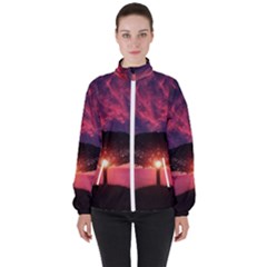 Flight Landscape Nature Sky High Neck Windbreaker (women)