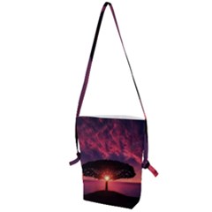 Flight Landscape Nature Sky Folding Shoulder Bag by Sudhe